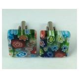 Murano style cufflinks stainless steel