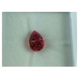 Gemstone, rubelite quartz pear 10x7