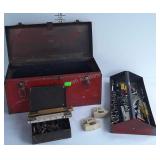 Tool box with contents, sockets, and other misc