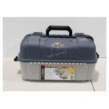 Poly fishing tackle box with lures, hooks,