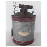 Vintage Delphos Galvanized Fuel Can, Half Gallon,