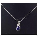 Sterling lapis lazuli and white topaz pendant