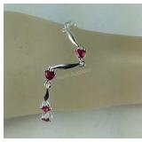 7.25 inch sterling lab created ruby heart station