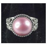 Size 10 bali Sterling 12 to 13 MM pink Mabe pearl