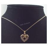 Gold Over Sterling Silver CZ Heart Pendant on 18