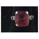Sterling Silver Red Stone Ring