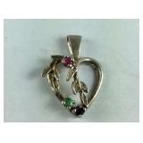 Sterling Silver Gemstone Heart Pendant