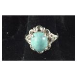 Sterling Silver Vintage Light Blue Stone Ring, 3