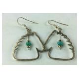 Sterling Silver Horse Head Turquoise Chip Dangle