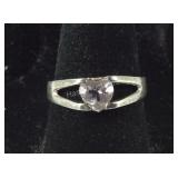Sterling Silver Heart Shaped CZ Ring, 2.3 grams,