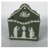 Wedgwood sage dip wall match box, WE, 4 3/4" x 1