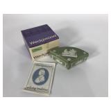 Wedgwood sage dip small fan shaped covered box,