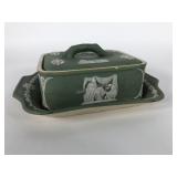 Wedgwood green dip sardine box with lid,
