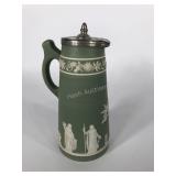 Wedgwood sage dip syrup pitcher with metal lid, 7