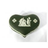 Wedgwood teal Leach heart box, 5" x 4" x 1 3/4",