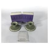 Wedgwood pair candleholders with boxes,  4" x 2",