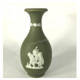Wedgwood sage dip tall Arcadian vase, stands 12"