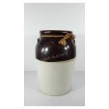 Stoneware crock, marked 5, has large crack down