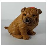 Painted concrete Shar-Pei dog statue, 11"