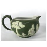 Wedgwood olive dip Jasperware creamer, 2" x 3