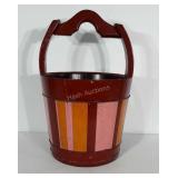 Wooden painted bucket with handle. Bucket without