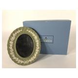 Wedgwood sage oval spiral frame with box, 5 3/4"