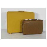 Mustard yellow Samsonite hard shell suitcase and
