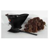 Metal coal bucket with shovel plus decorative