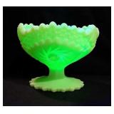 Marked Fenton Lime green satin, uranium glass