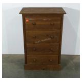 Four drawer pine chest. Shows use wear.