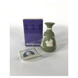 Wedgwood Jasperware bud vase with box, 5" tall,