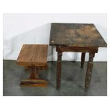 Small table and bench seat, table measures 24 x