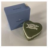 Wedgwood sage heart trinket box with box, 2 1/2"