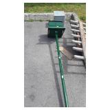 Bird Feeder on pole, green painted metal and,