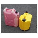Two poly Fuel containers, yellow Sure Can red