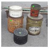 5-Advertising Tins Lot, Lard, Marshmallows, blk
