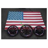 Patriotic Decorative Lot, tin American Flag