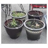 4-Outdoor Flower Planters, 15dia x 12" high, poly