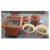Group of Outdoor Terracotta Flower Pots, various