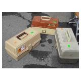 Three Fishing Tackle Boxs, one empty but boys the