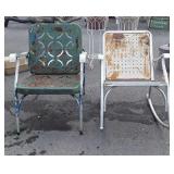 Two older Lawn Chairs, one rocker, both need