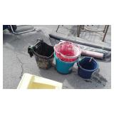 Farm Buckets and Feeders Group. 5pcs total