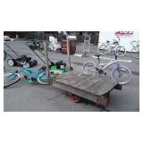 Early Industrial Warehouse Cart, steel Wheeled,