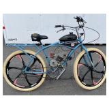 Huffy Custom Built Bicycle, it has old motorcycle