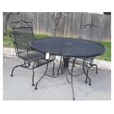 3pc Outdoor Table Set, wrought iron 48" mesh top