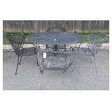 5pc Outdoor Table Set,  4 barrel back mesh seated