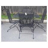 5pc Outdoor Table Set, 42" square Table, 4 Spring