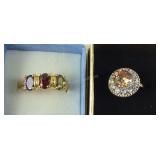 Two costume rings with stones both size 6