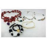 Beaded necklaces, costume ring, and bracelet