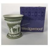 Wedgwood sage dipped vase with box, 5" tall x 4